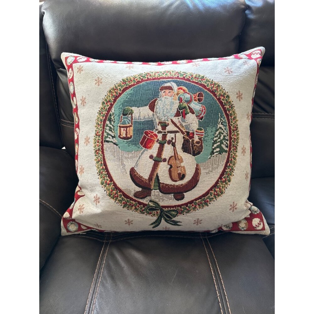 Vintage Santa Claus Decorative Feather Throw Pillow 23"x22”